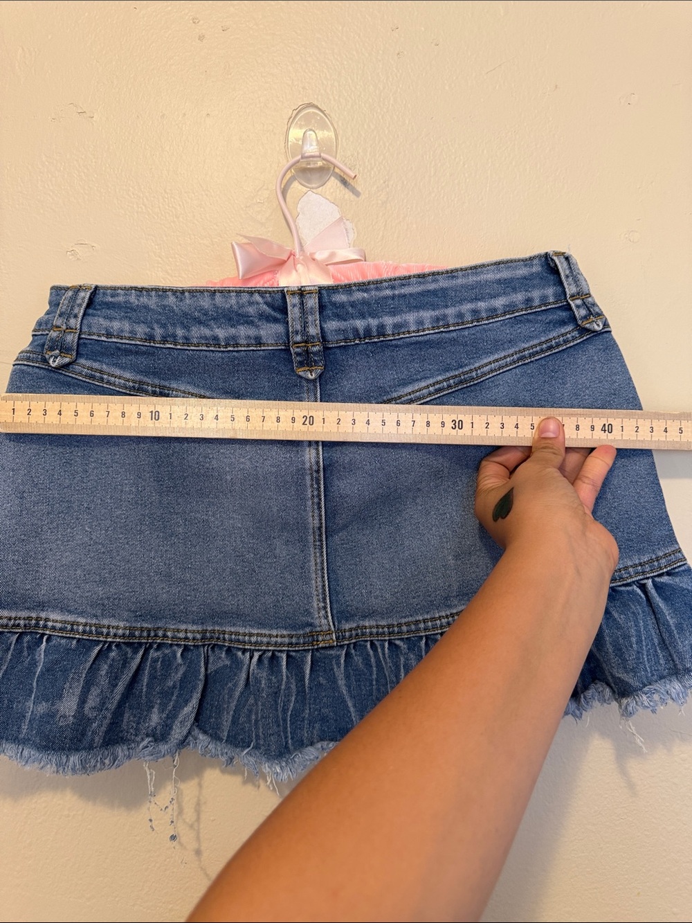 Dakota Blue Distressed Denim Ruffle Mini Skirt - Blue - Picture 3 of 4